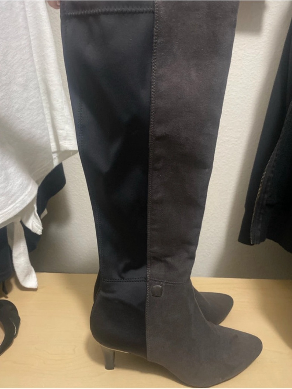 Alfani Black and Charcoal Knee-High Pointed Toe Heeled Boots